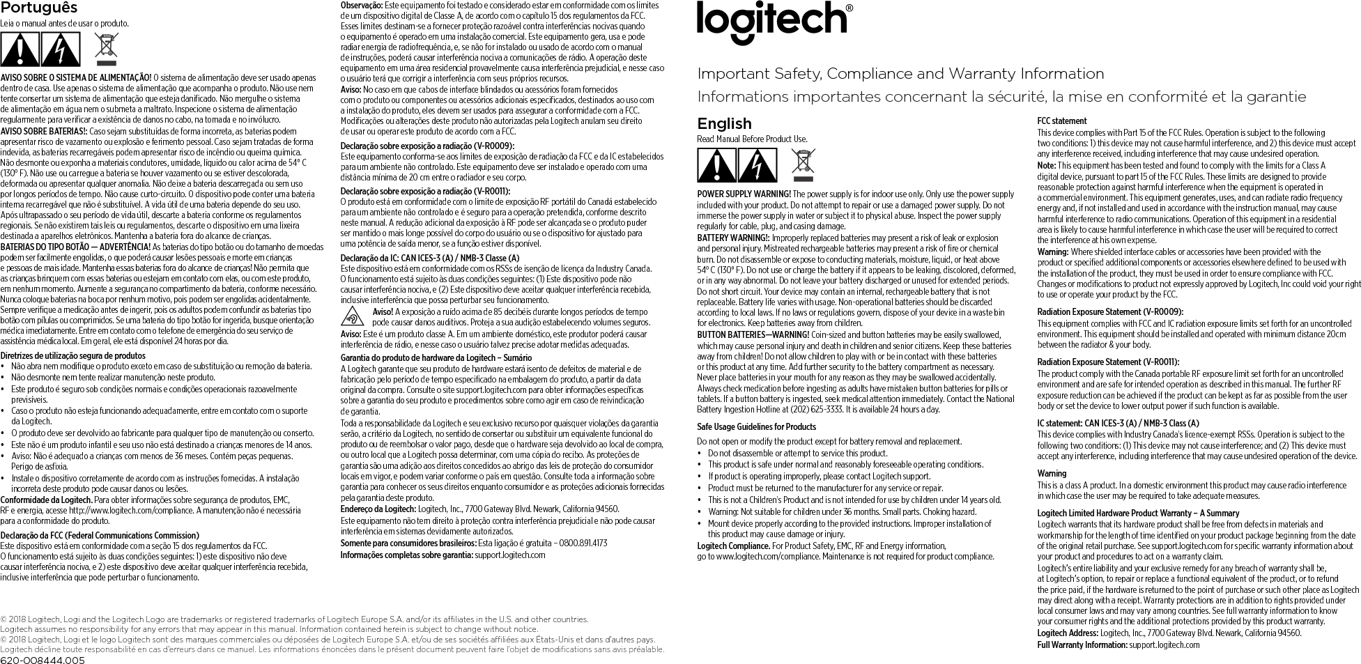 Logitech Far East Vr0011 Remote User Manual Statement Rev
