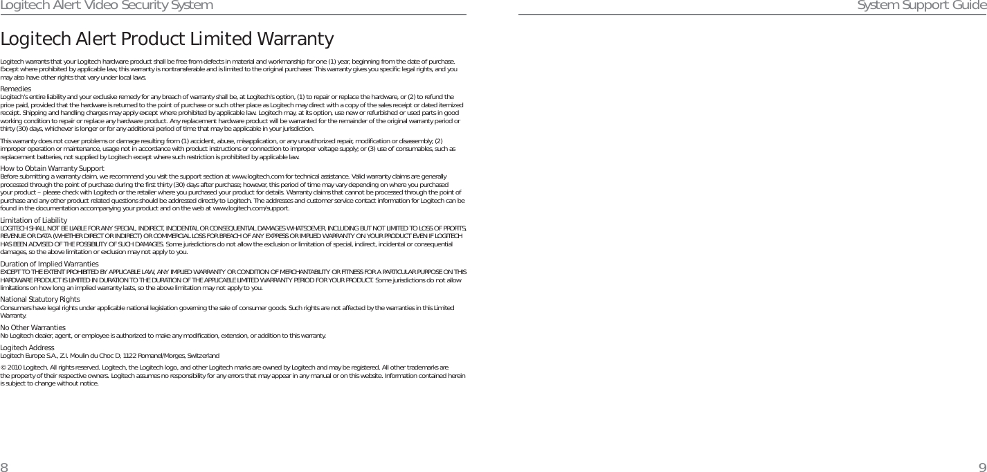 Page 5 of 6 - Logitech Logitech-Alert-700I-Users-Manual- 620-001964-004-Sys-Req-Guide_AMR-  Logitech-alert-700i-users-manual