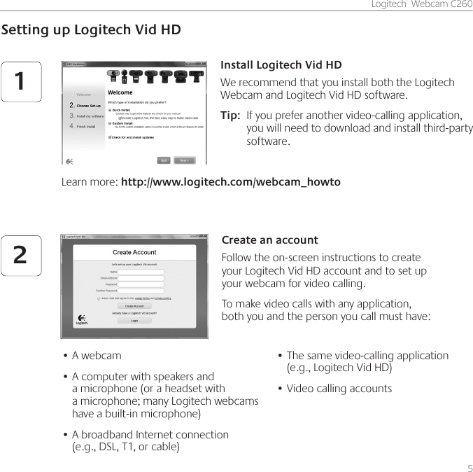 Page 5 of 12 - Logitech Logitech-C260-Users-Manual-  Logitech-c260-users-manual