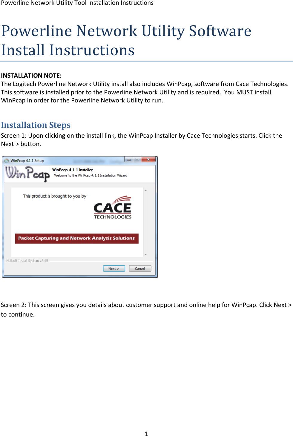 Page 1 of 4 - Logitech Logitech-Ethernet-Powerline-Bridge-Quick-Start-Guide