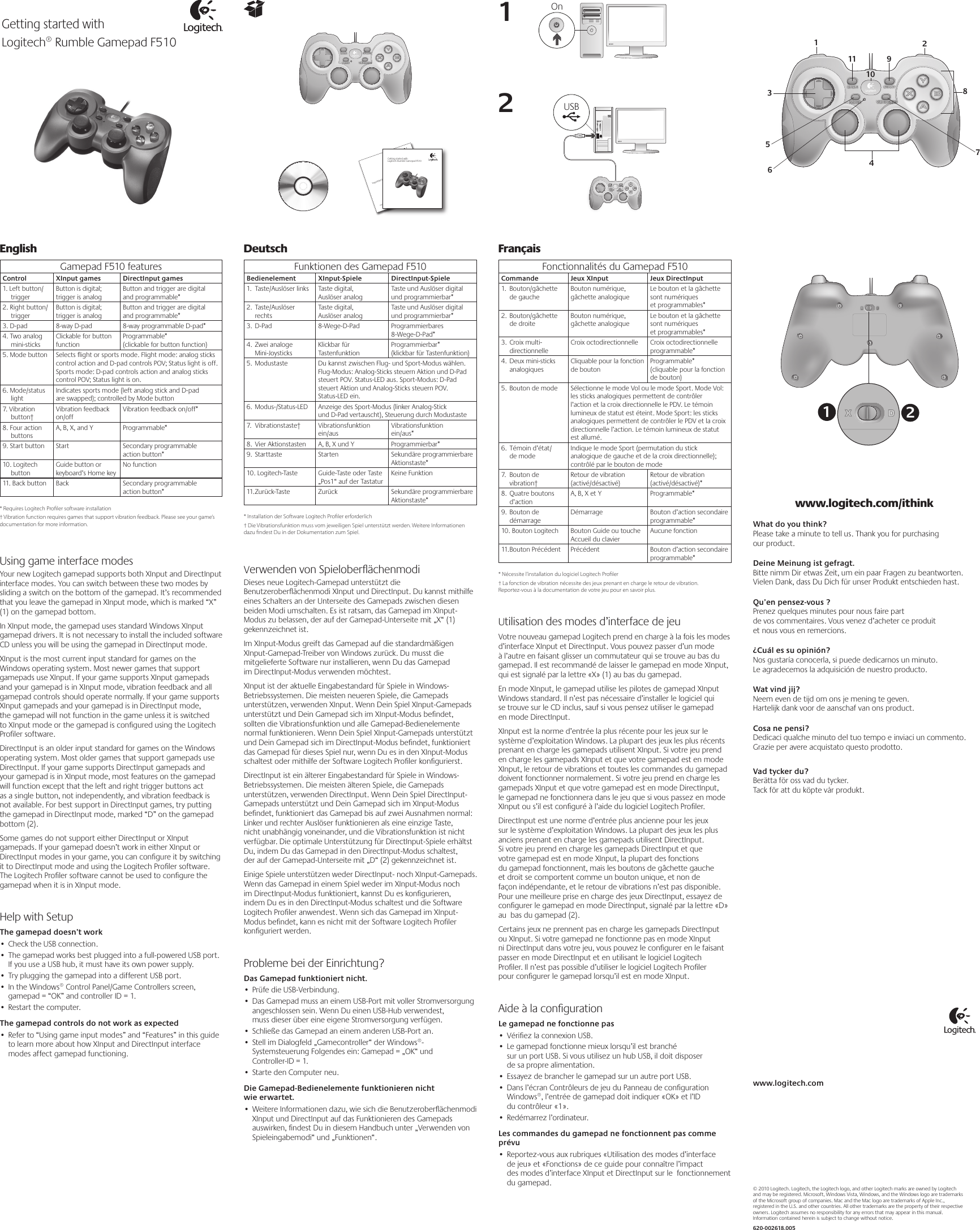 Logitech F510 Users Manual