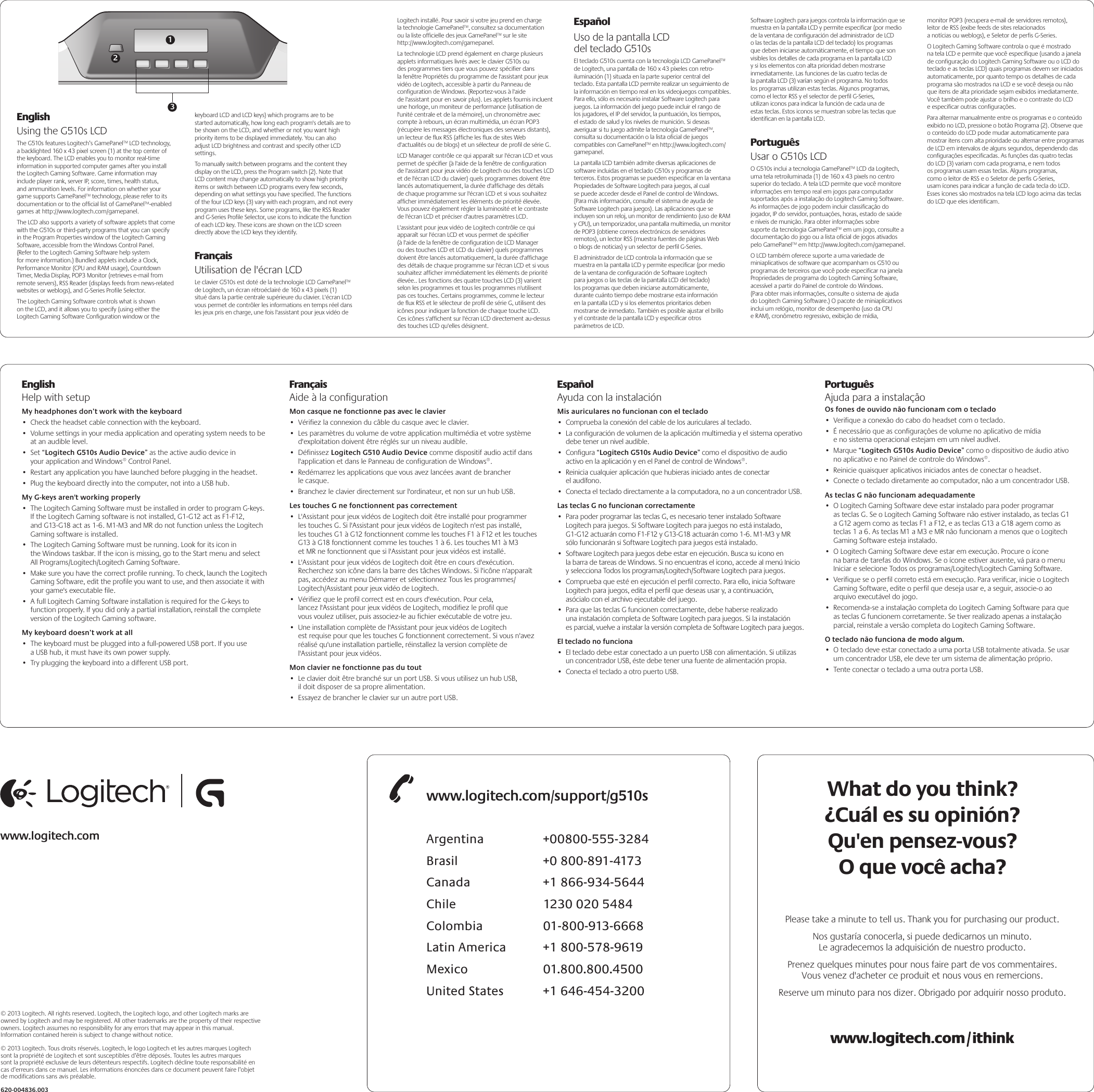 Page 2 of 2 - Logitech Logitech-G510S-Users-Manual- Megatron13_G510s_620-004836.003_qsg_403  Logitech-g510s-users-manual