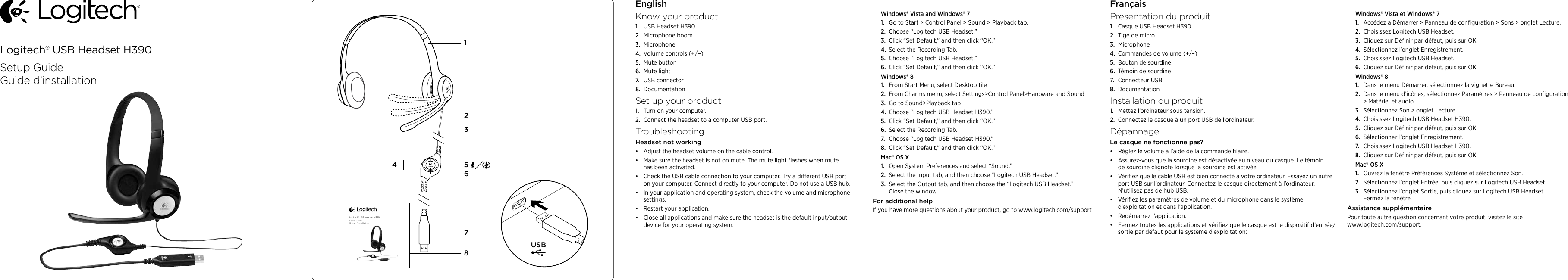 Page 1 of 2 - Logitech Logitech-H390-Users-Manual-  Logitech-h390-users-manual