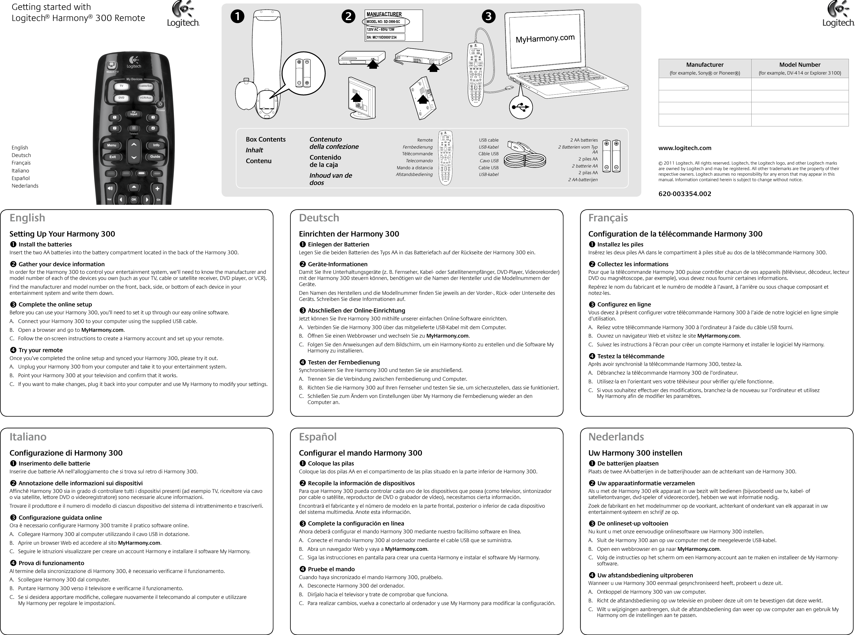 Logitech Harmony 300 Users Manual