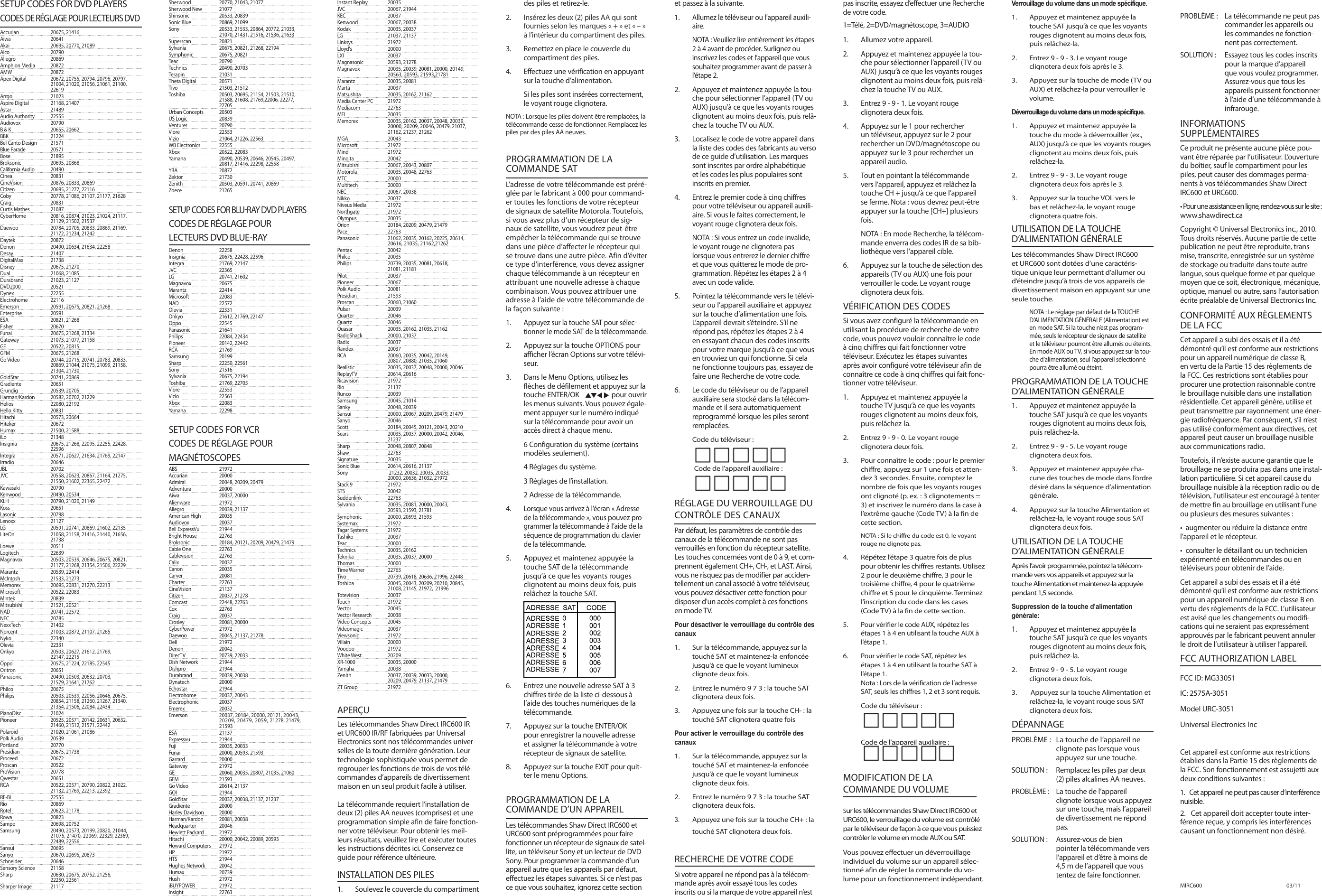 Page 2 of 2 - Logitech Logitech-Irc600-Users-Manual-  Logitech-irc600-users-manual