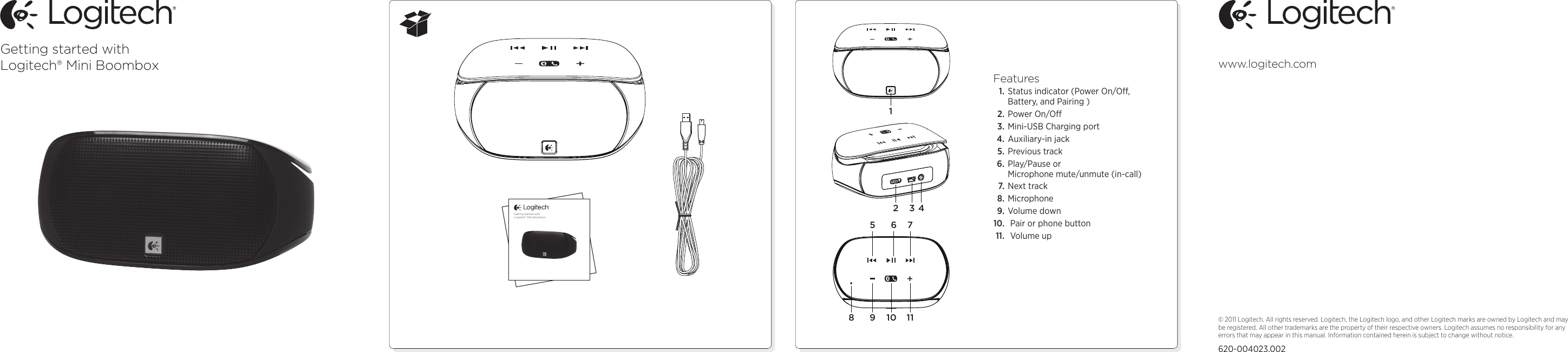 Page 1 of 2 - Logitech Logitech-Logitech-Mini-Boombox-Quick-Start-Guide