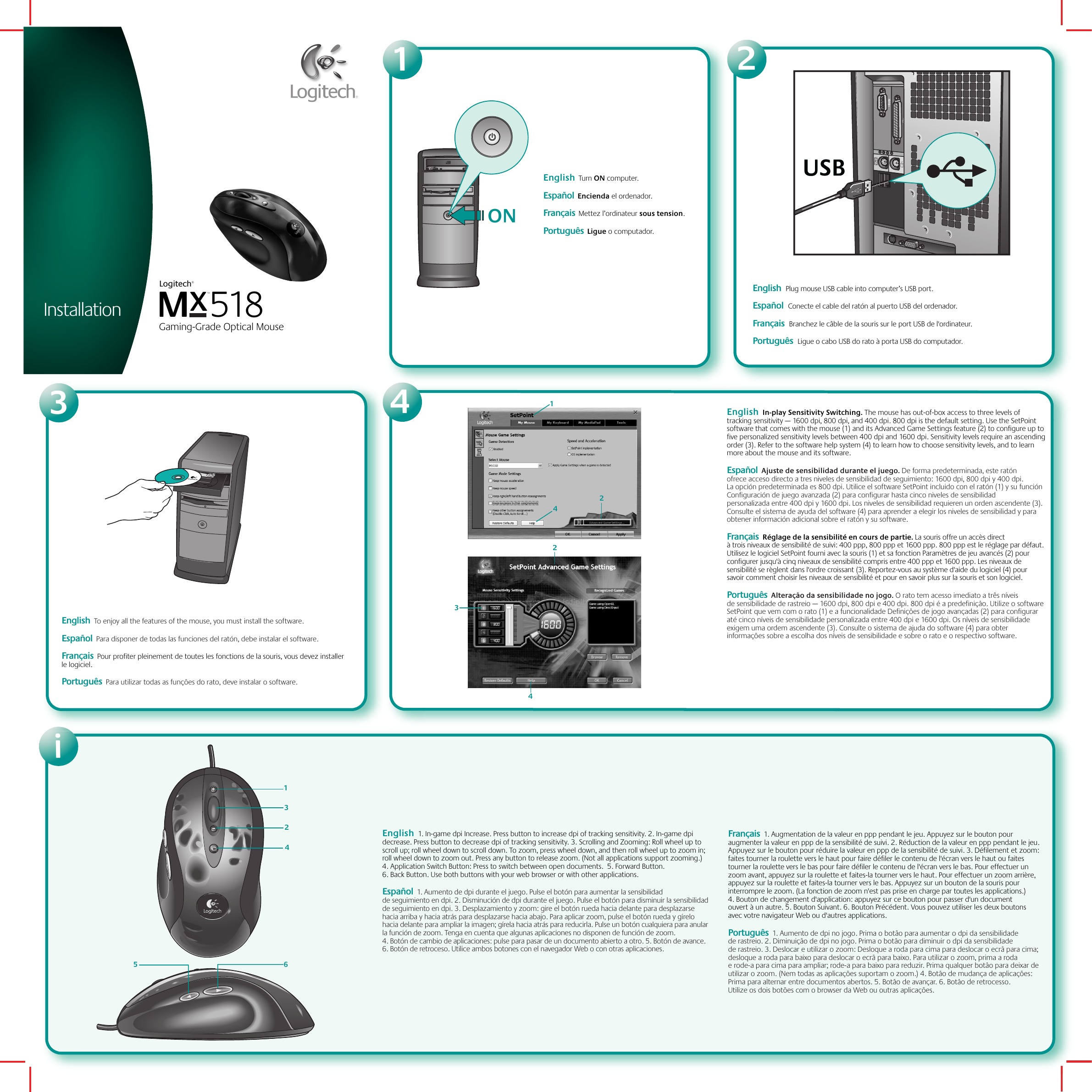 Page 1 of 2 - Logitech Logitech-M-Bs81A-Quick-Start-Guide