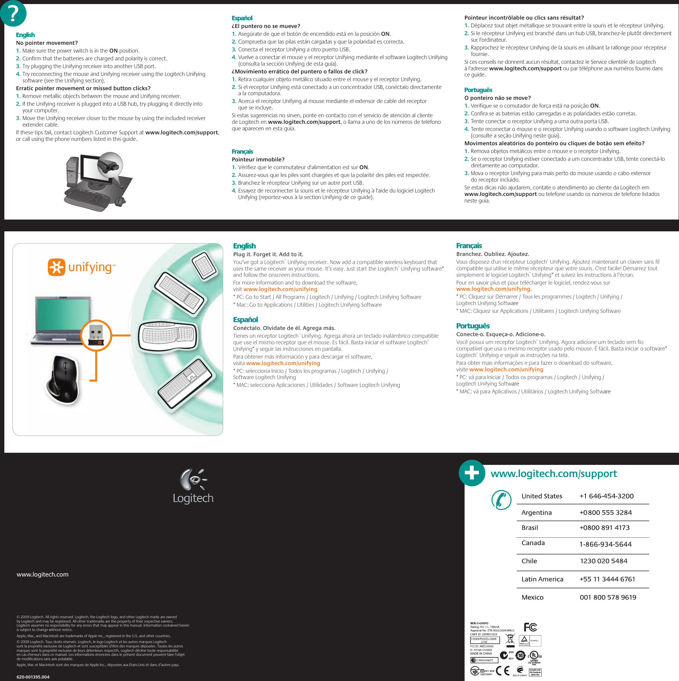 Page 2 of 2 - Logitech Logitech-M-R0007-Quick-Start-Guide 620-001395 Borneo Front