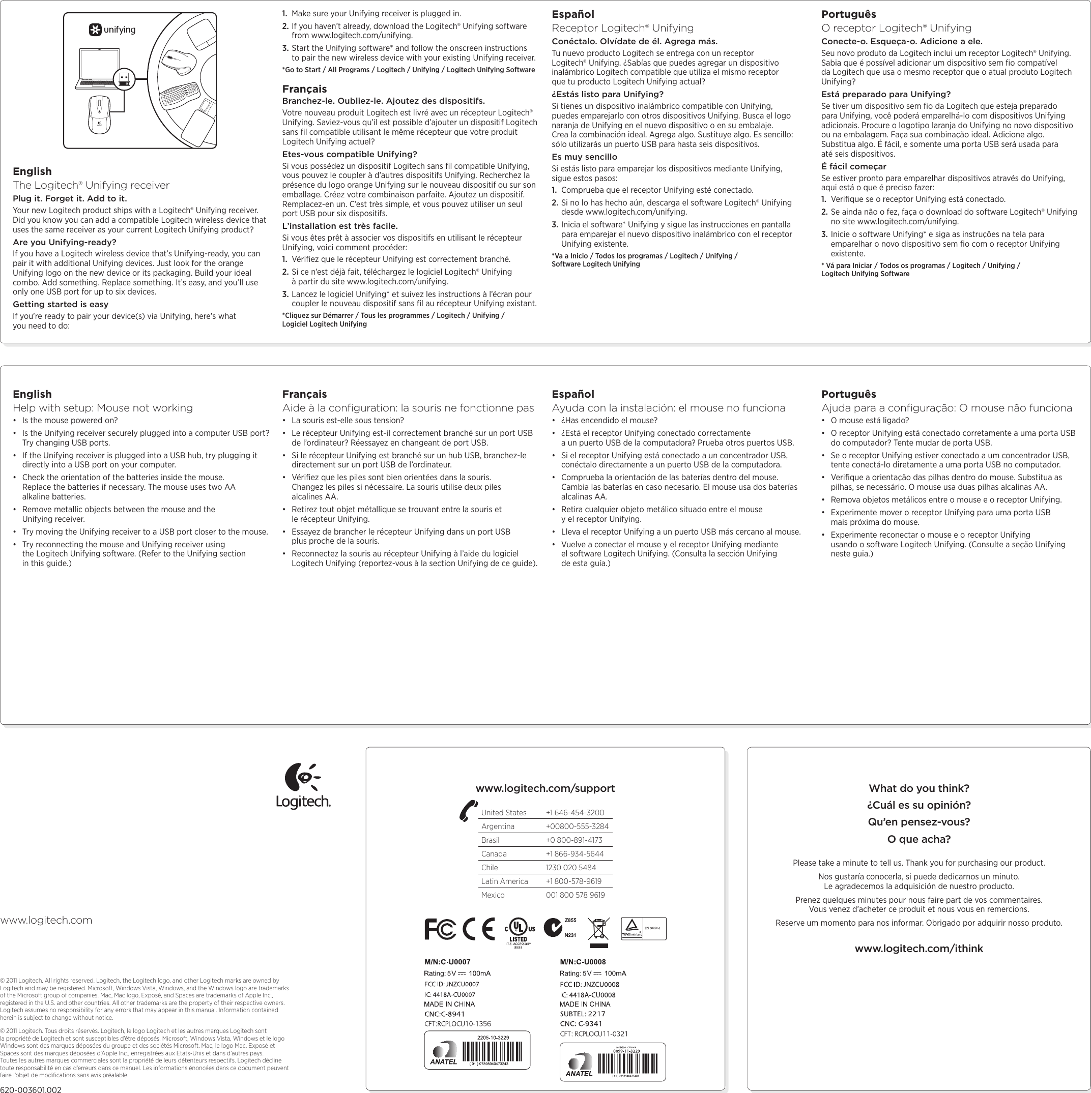 Page 2 of 2 - Logitech Logitech-M-R0027-Quick-Start-Guide