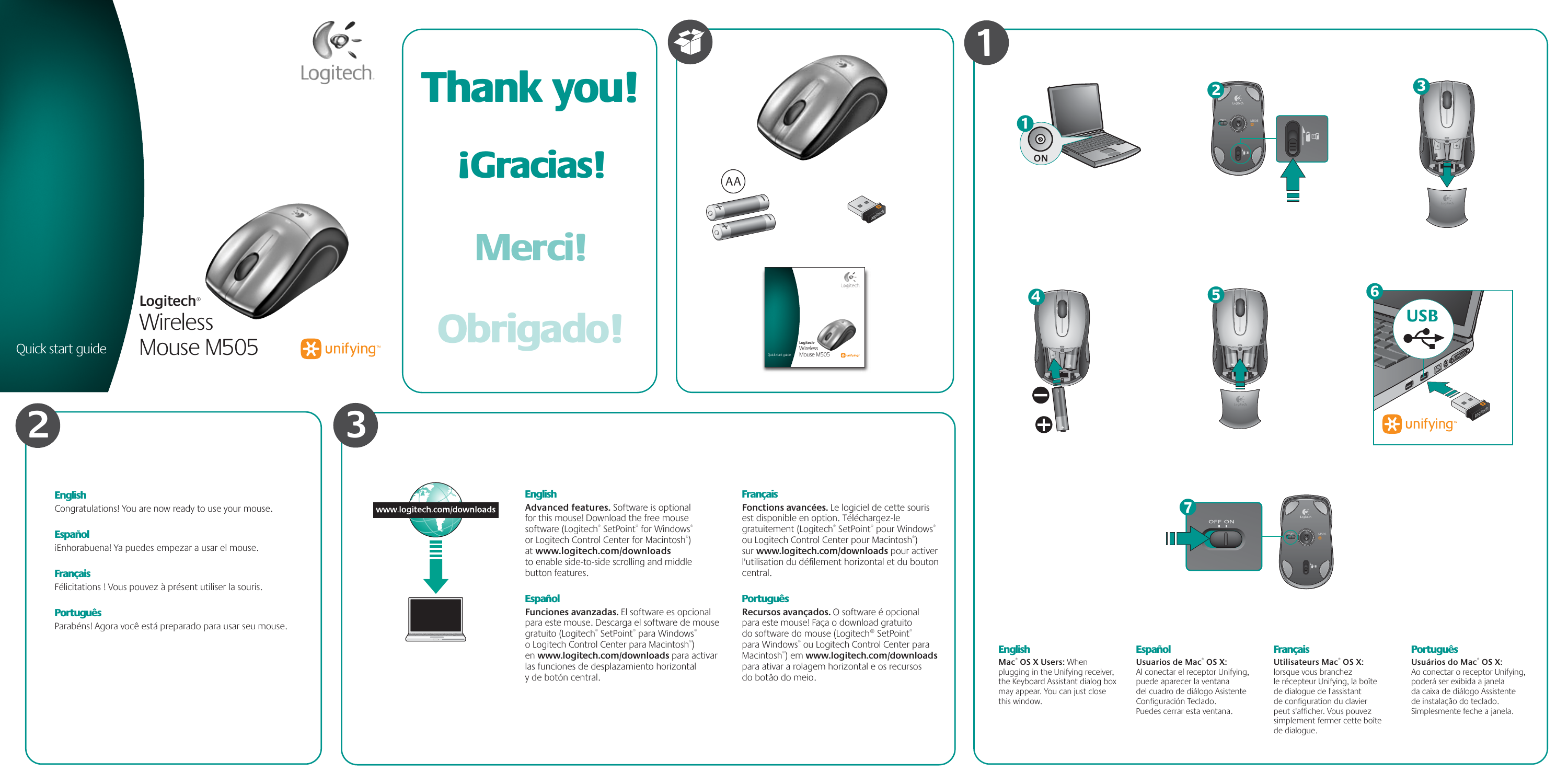 Page 1 of 2 - Logitech Logitech-M-Rby125-Quick-Start-Guide 620-001534 Ibiza DJ-AMR Front