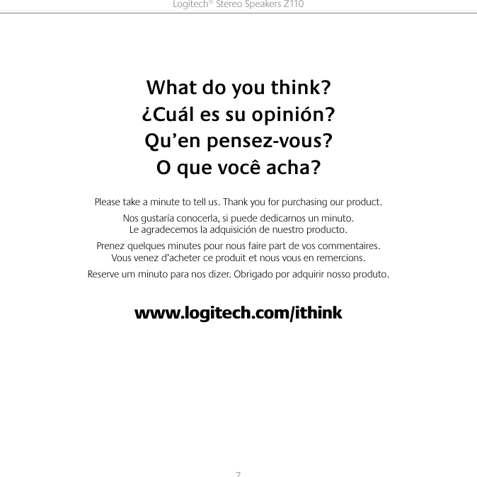 Page 7 of 9 - Logitech Logitech-S-00108-Quick-Start-Guide