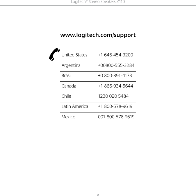 Page 8 of 9 - Logitech Logitech-S-00108-Quick-Start-Guide