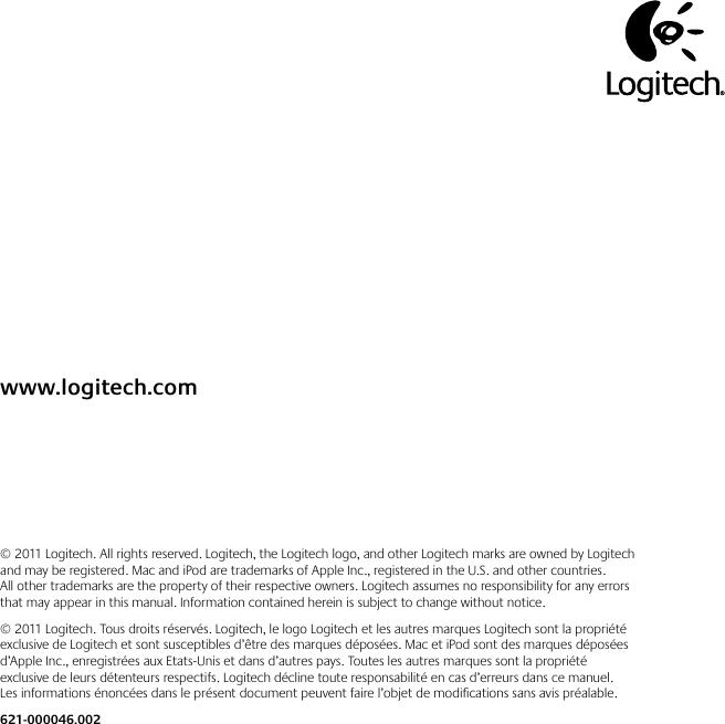Page 9 of 9 - Logitech Logitech-S-00108-Quick-Start-Guide