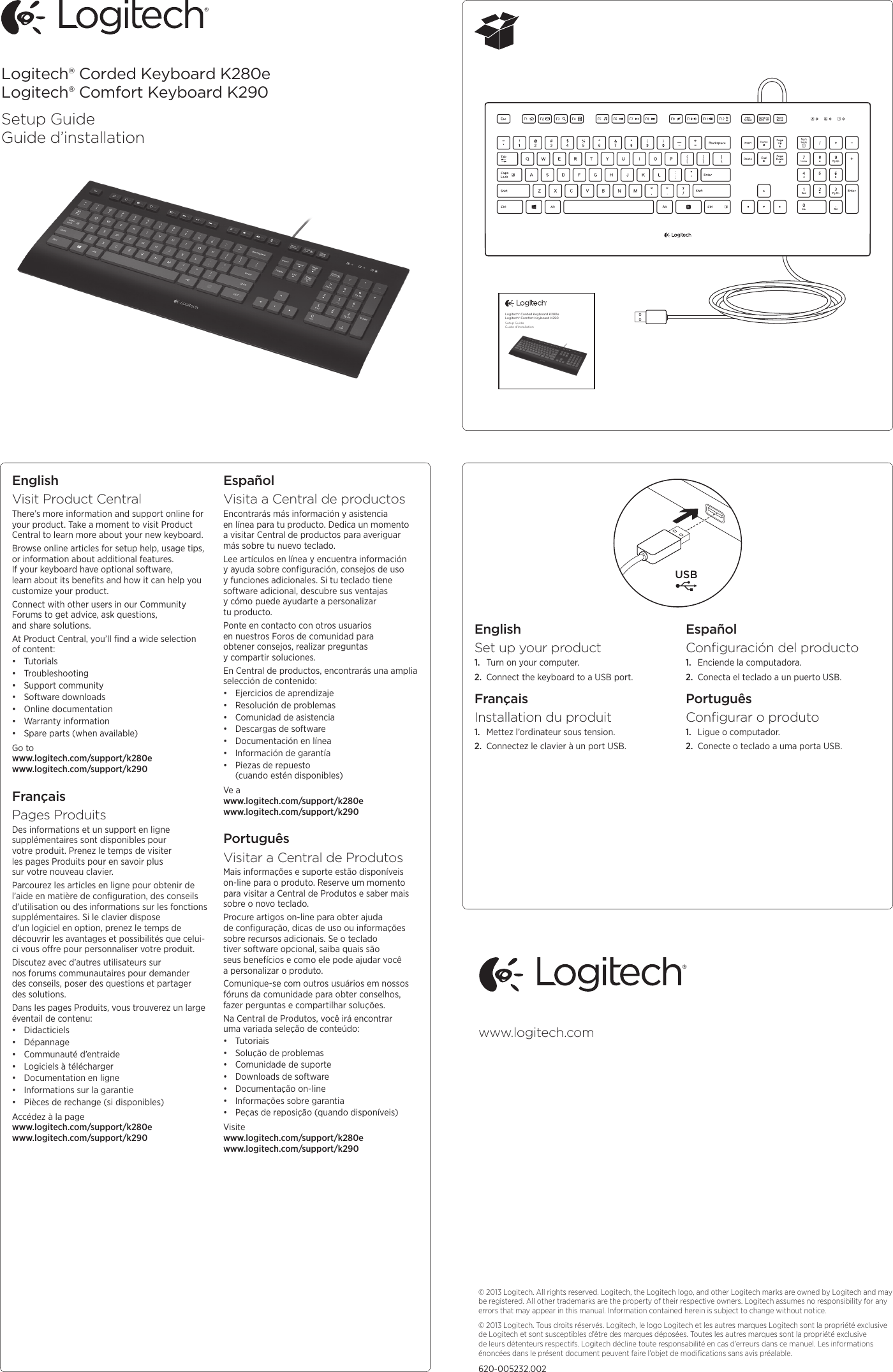Page 1 of 2 - Logitech Logitech-Y-B0002-Quick-Start-Guide