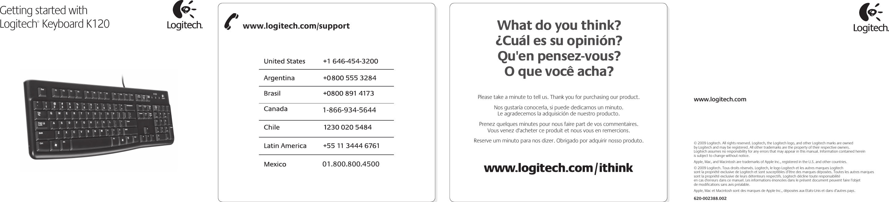 Page 1 of 2 - Logitech Logitech-Y-U0009-Quick-Start-Guide Print