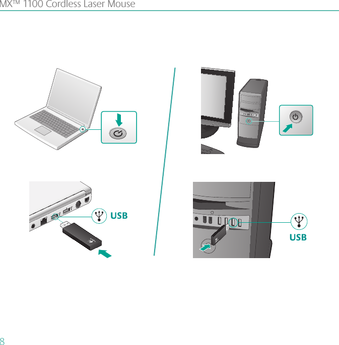 8 MX™ 1100 Cordless Laser MouseUSBUSB