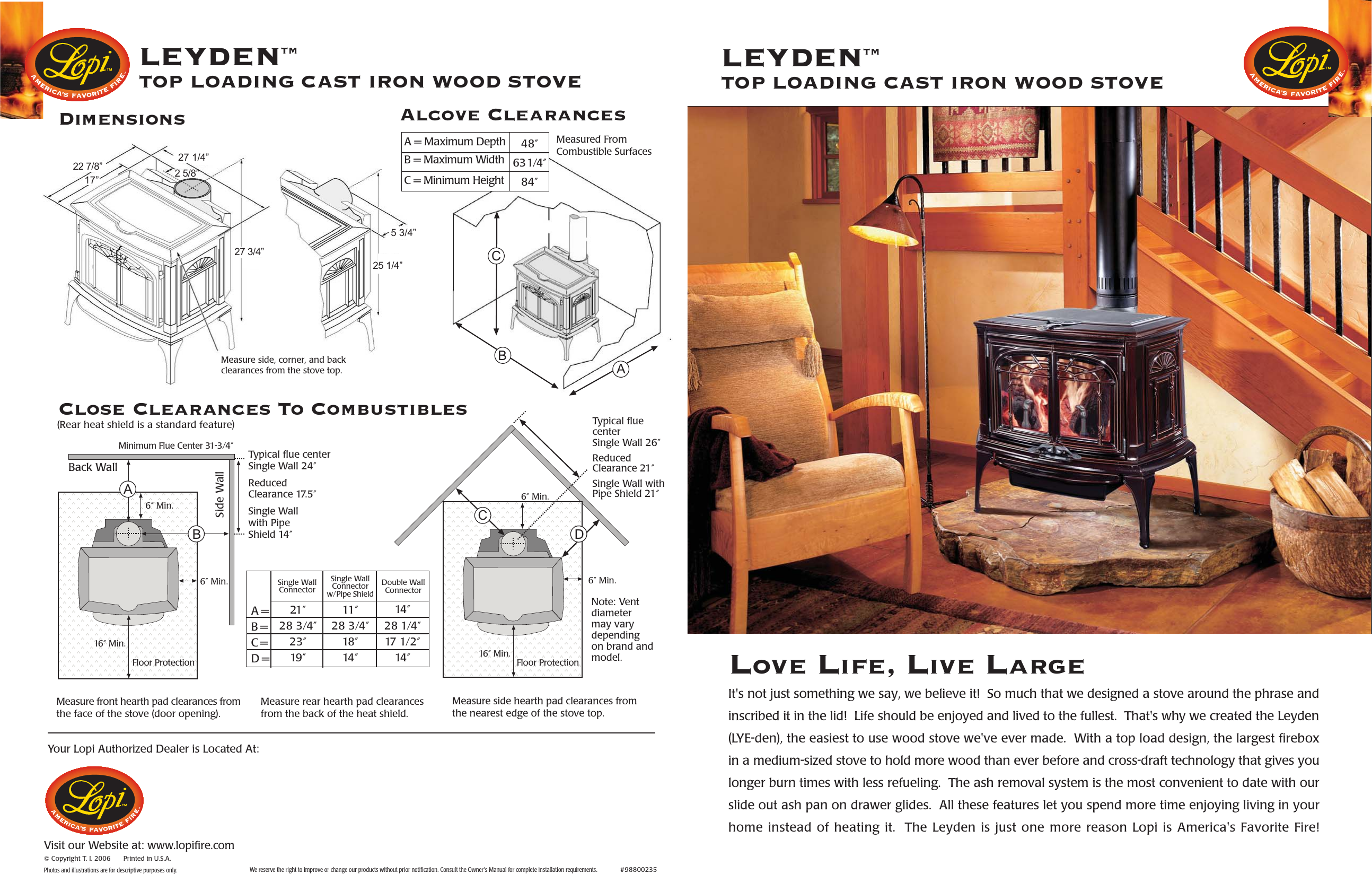 Page 4 of 4 - Lopi Lopi-Leyden-Top-Loading-Cast-Iron-Wood-Stove-Users-Manual- Leyden Brochure  Lopi-leyden-top-loading-cast-iron-wood-stove-users-manual