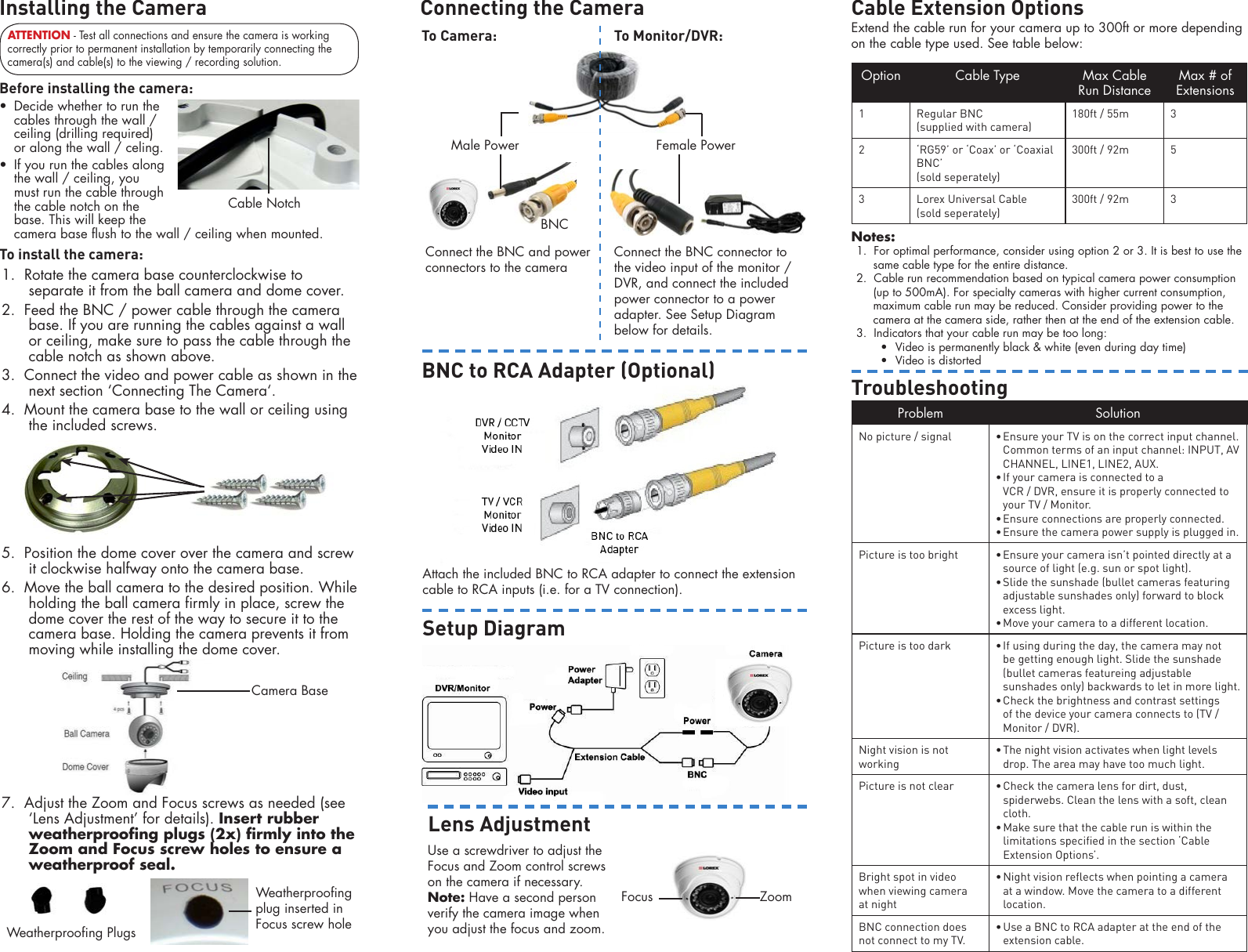 Page 2 of 2 - Lorex Lorex-960H-Dome-Security-Camera-With-Night-Vision-Quick-Start-Guide