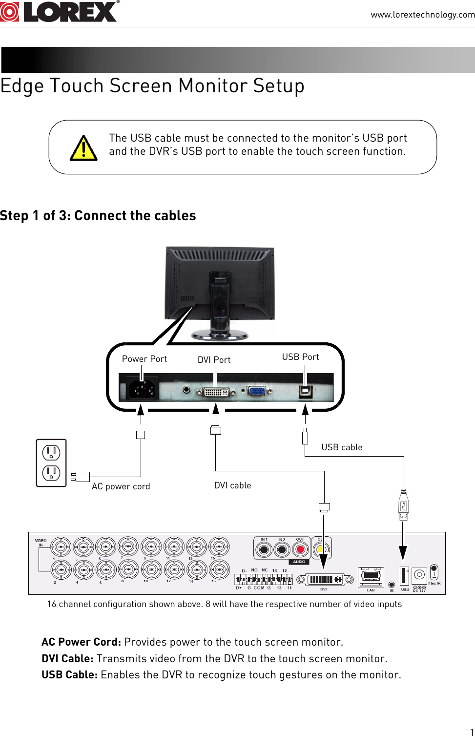 Page 1 of 2 - Lorex Lorex-Security-And-Surveillance-Cameras-With-Touch-Monitor-Quick-Start-Guide LH300_Touchscreen_QSG_EN_V3