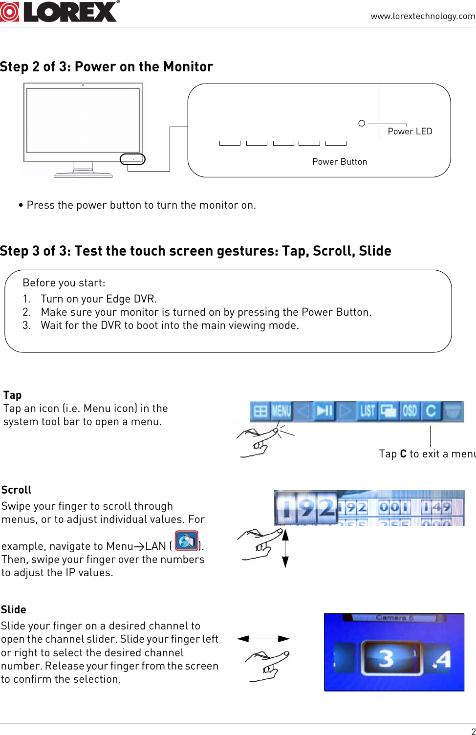 Page 2 of 2 - Lorex Lorex-Security-And-Surveillance-Cameras-With-Touch-Monitor-Quick-Start-Guide LH300_Touchscreen_QSG_EN_V3