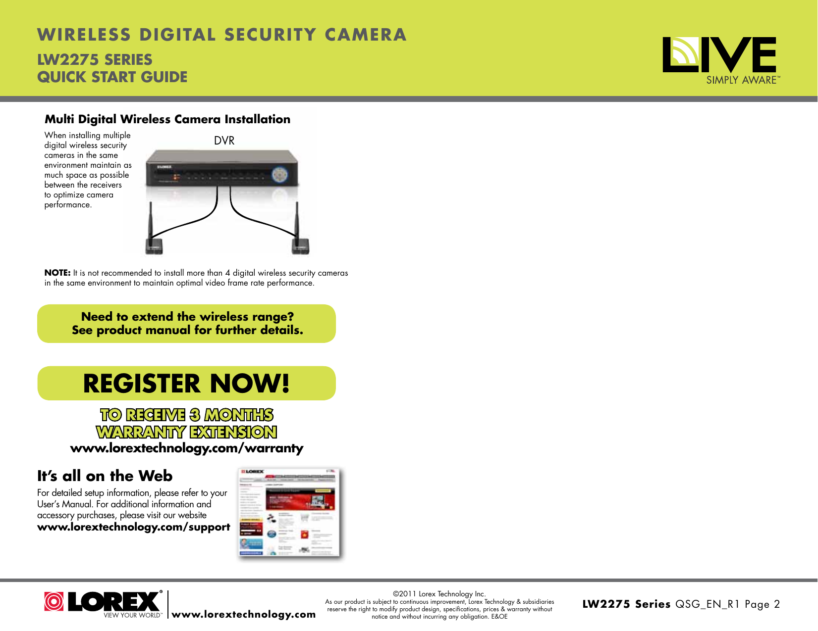 Page 2 of 2 - Lorex Lorex-Wireless-Camera-With-Audio-Quick-Start-Guide LW2275 Series QSG EN R1