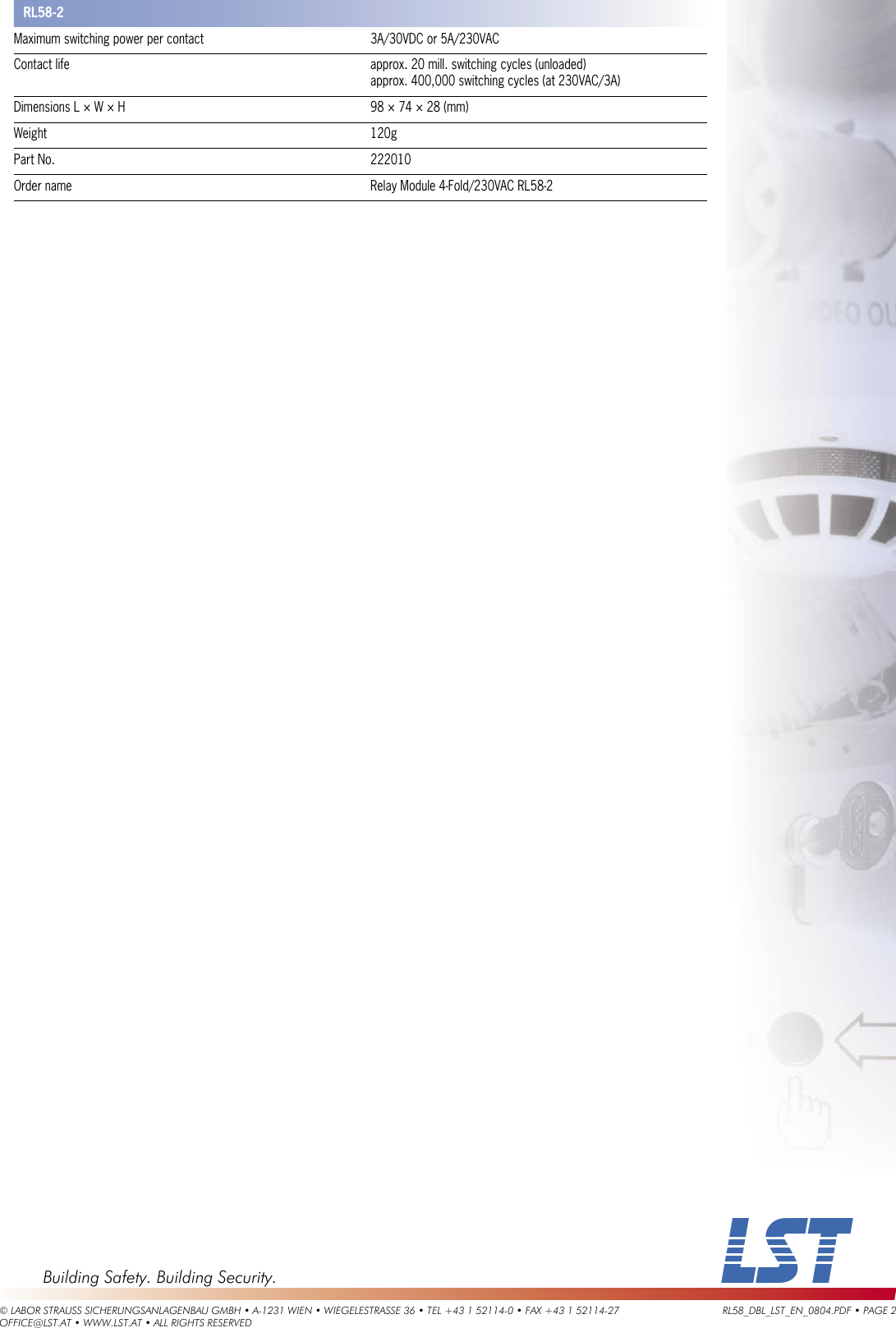 Page 2 of 2 - Lst Lst-Relay-Modules-Rl58-1-Users-Manual- Datenblätter  Lst-relay-modules-rl58-1-users-manual