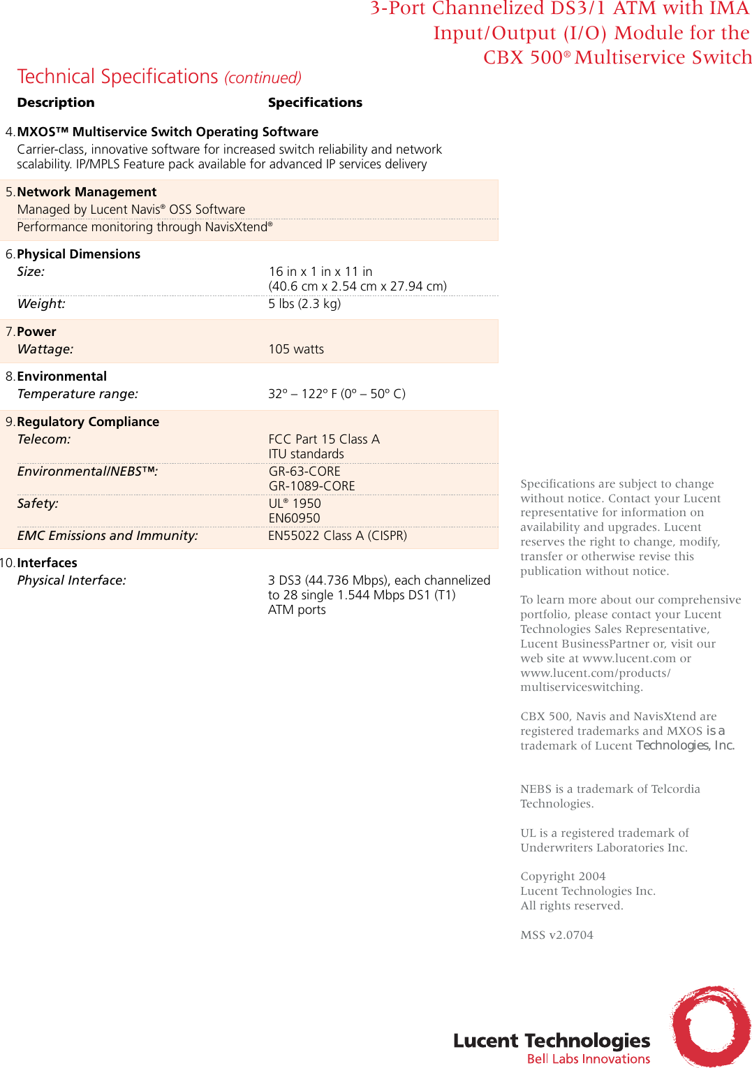 Page 2 of 2 - Lucent-Technologies Lucent-Technologies-Cbx-500-Users-Manual- 3-Port Channelized DS3/1 ATM W/IMA  Lucent-technologies-cbx-500-users-manual