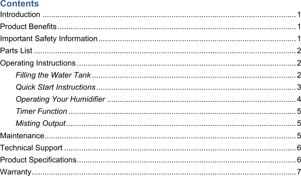 Page 2 of 9 - Luma-Comfort Luma-Comfort-Luma-Comfort-Humidifier-Hcw10B-Users-Manual HCW10B-Manual-Editedx