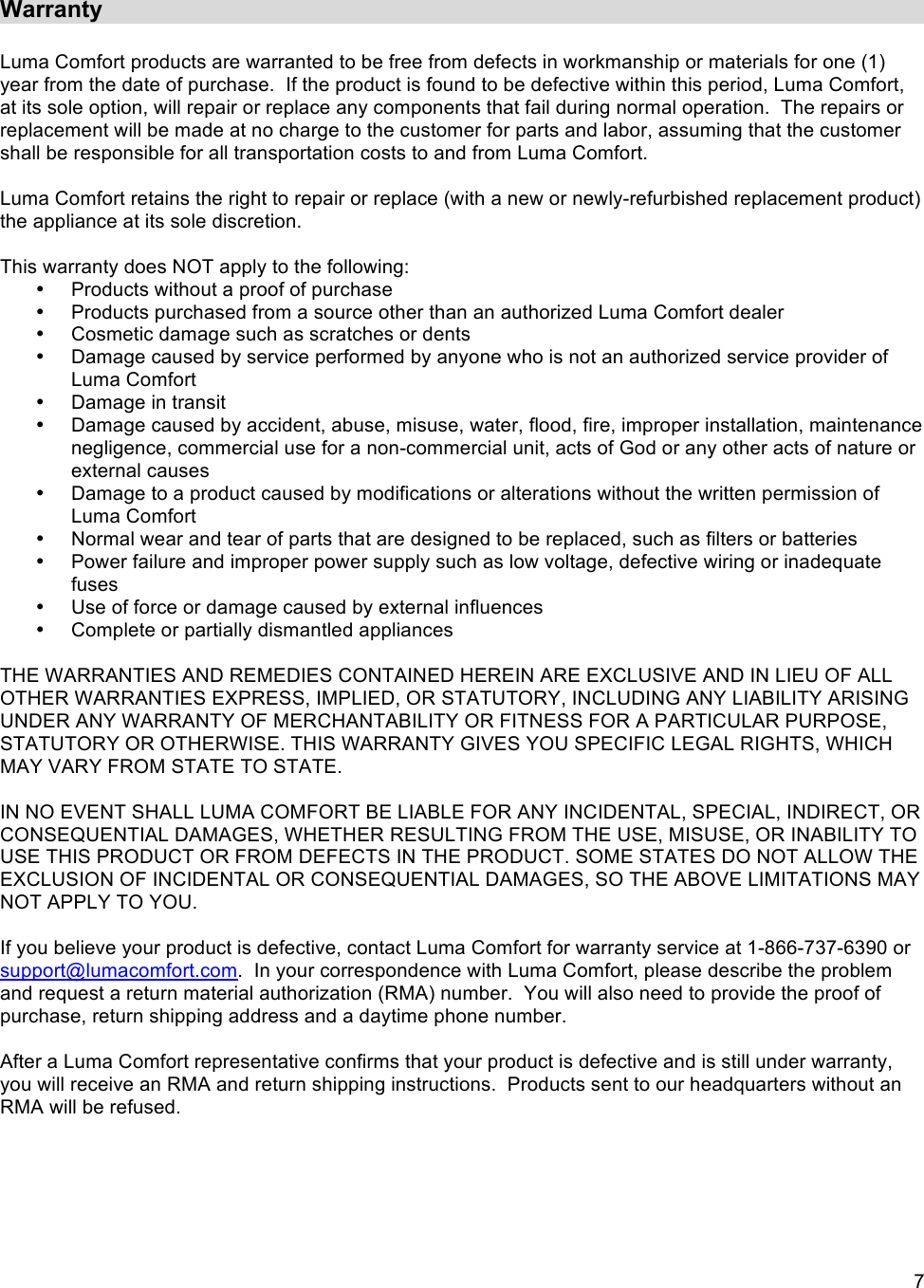 Page 9 of 9 - Luma-Comfort Luma-Comfort-Luma-Comfort-Humidifier-Hcw10B-Users-Manual HCW10B-Manual-Editedx