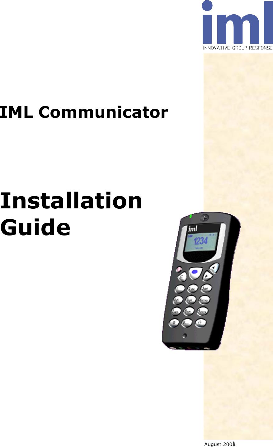  1  IML Communicator Installation Guide August 2003 