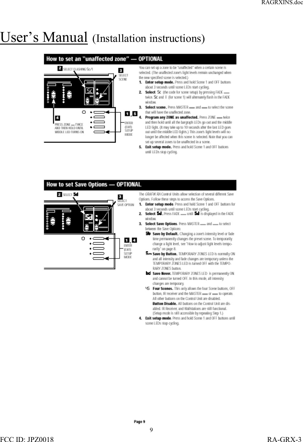 RAGRXINS.docFCC ID: JPZ0018                                                                                                                   RA-GRX-39User’s Manual  (Installation instructions)