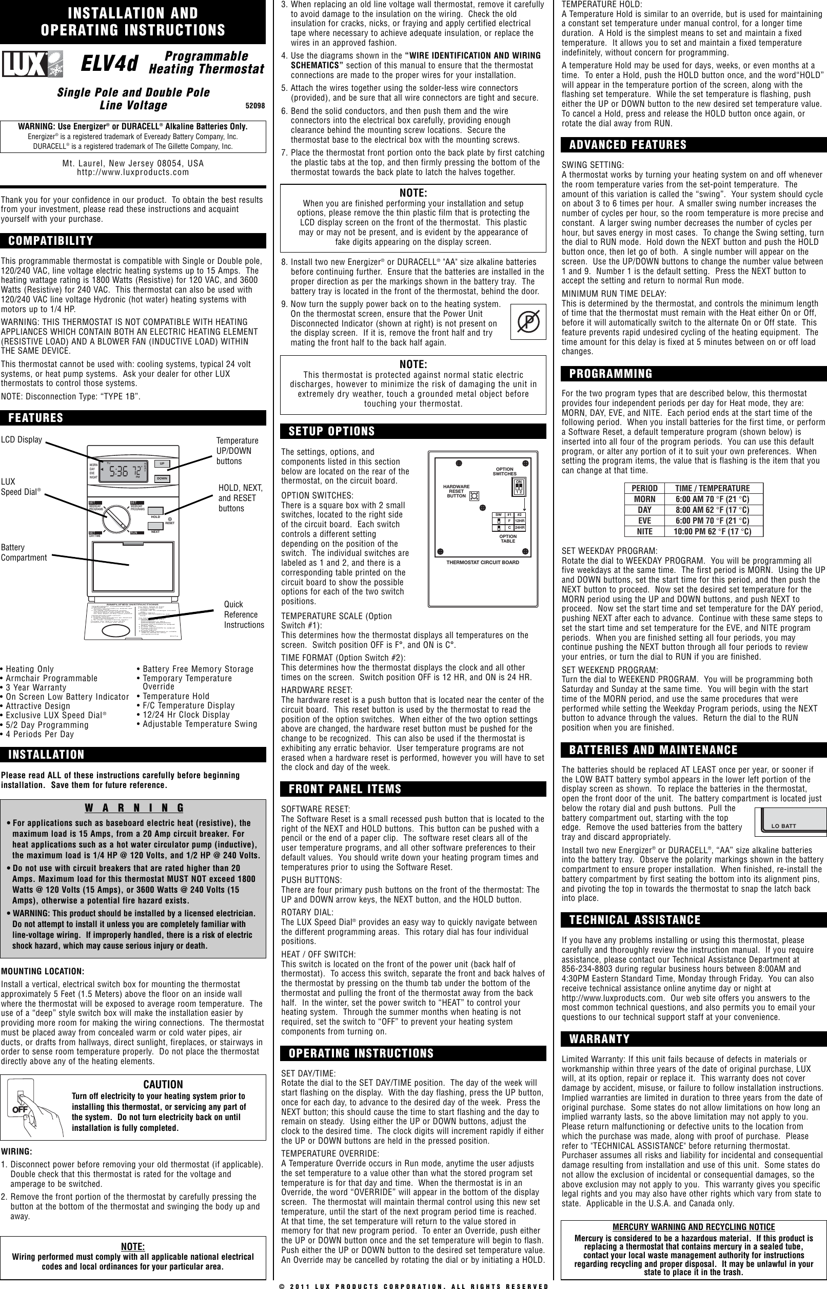 Page 1 of 2 - Lux-Products Lux-Products-Elv4-Instruction-Manual- ELV4d_ENG_TEXT Lux-products-elv4-instruction-manual