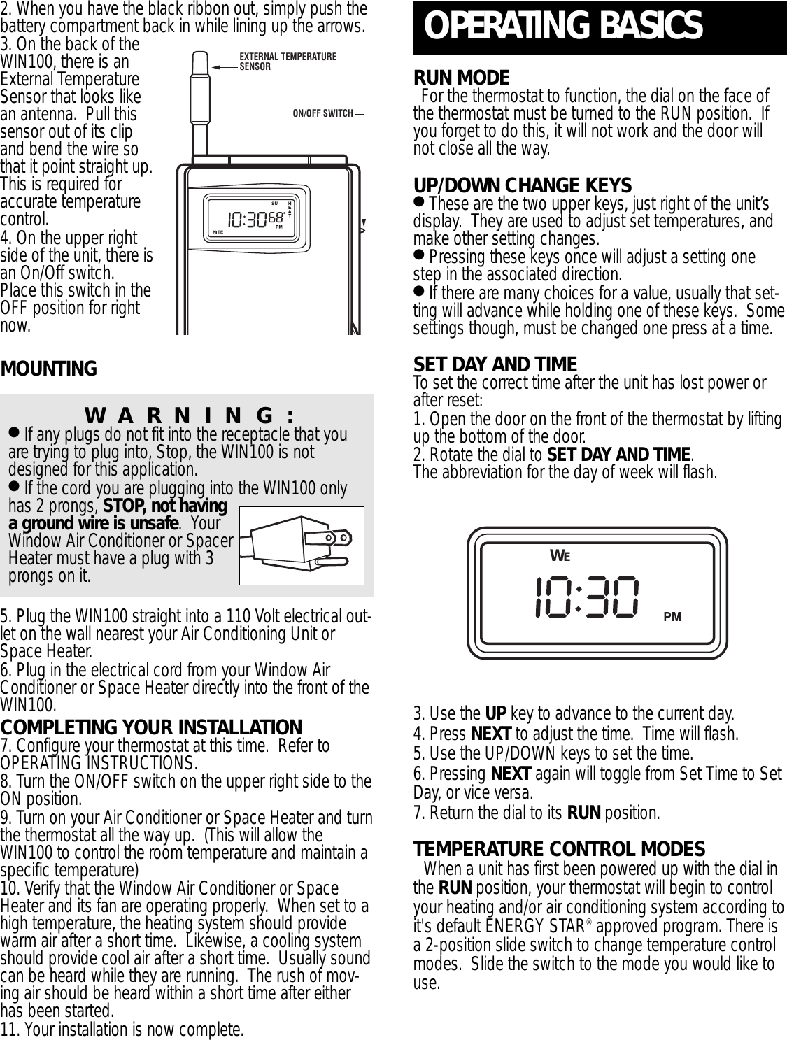 Page 3 of 6 - Lux-Products Lux-Products-Win100-Instruction-Manual- Lux-products-win100-instruction-manual