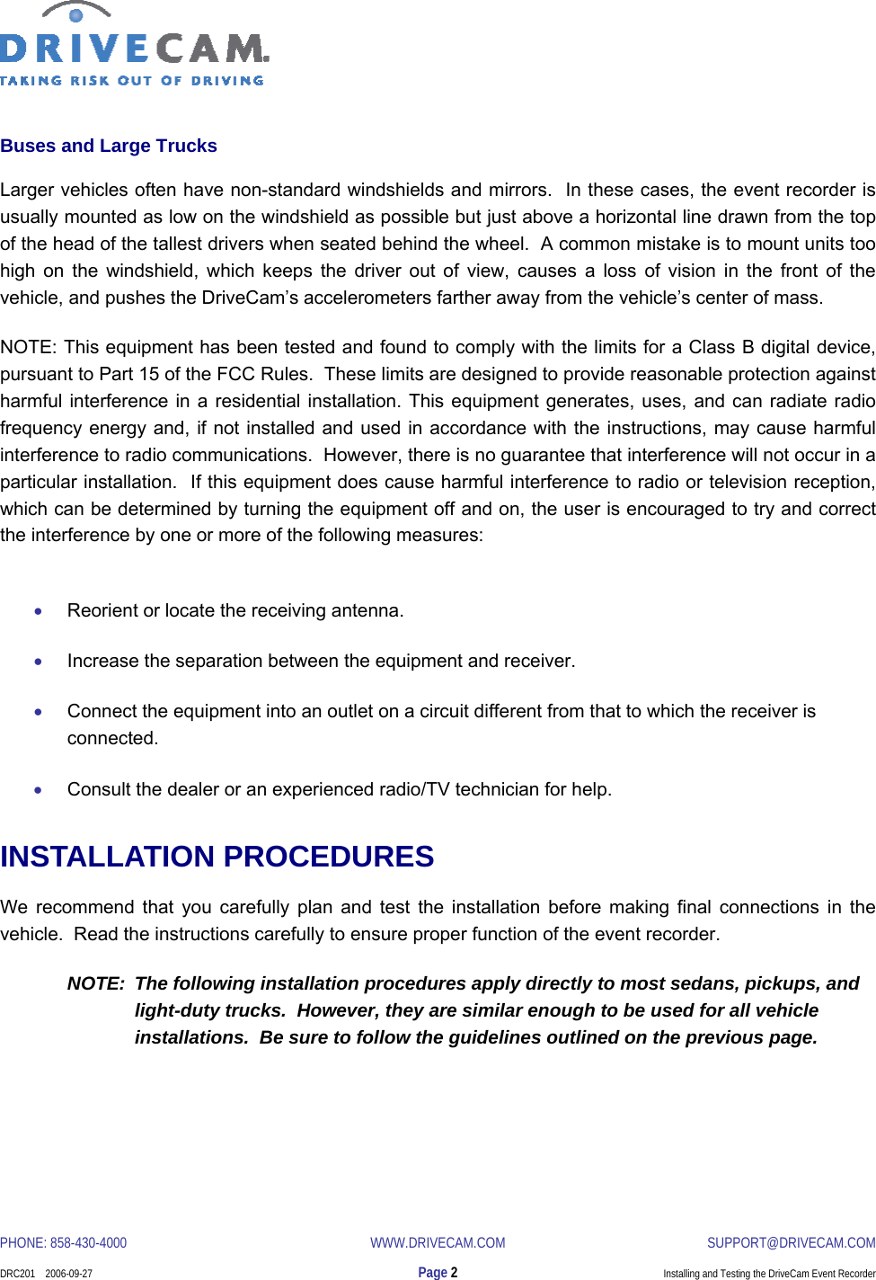 Lytx DCIII Video Event Recorder User Manual Installation Instructions