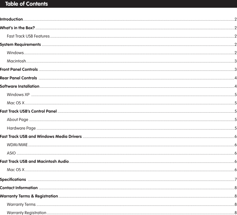 Page 2 of 10 - M-Audio M-Audio-Fast-Track-Usb-Users-Manual- USBGB_UG_EN1  M-audio-fast-track-usb-users-manual