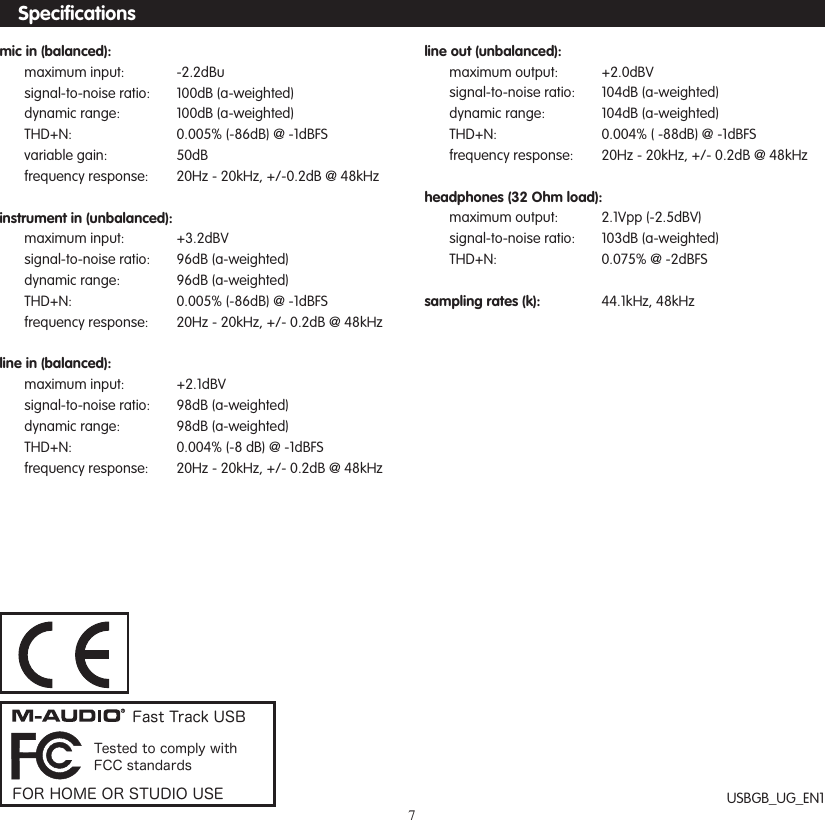 Page 8 of 10 - M-Audio M-Audio-Fast-Track-Usb-Users-Manual- USBGB_UG_EN1  M-audio-fast-track-usb-users-manual