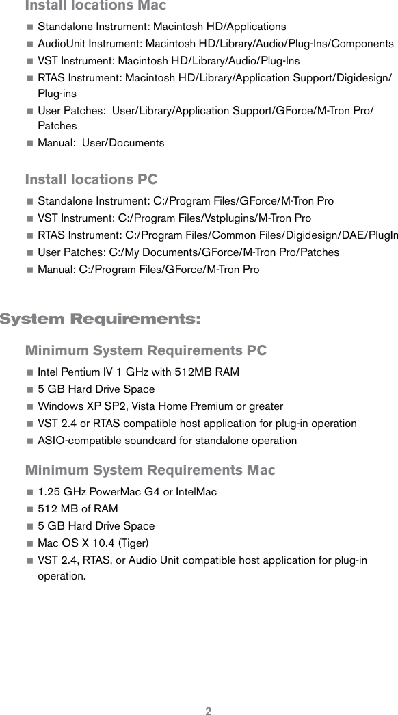 Page 3 of 4 - M-Audio M-Audio-Gforce-Mtronpro-Users-Manual- English | Quick Start Guide • GForce M-Tron Pro  M-audio-gforce-mtronpro-users-manual