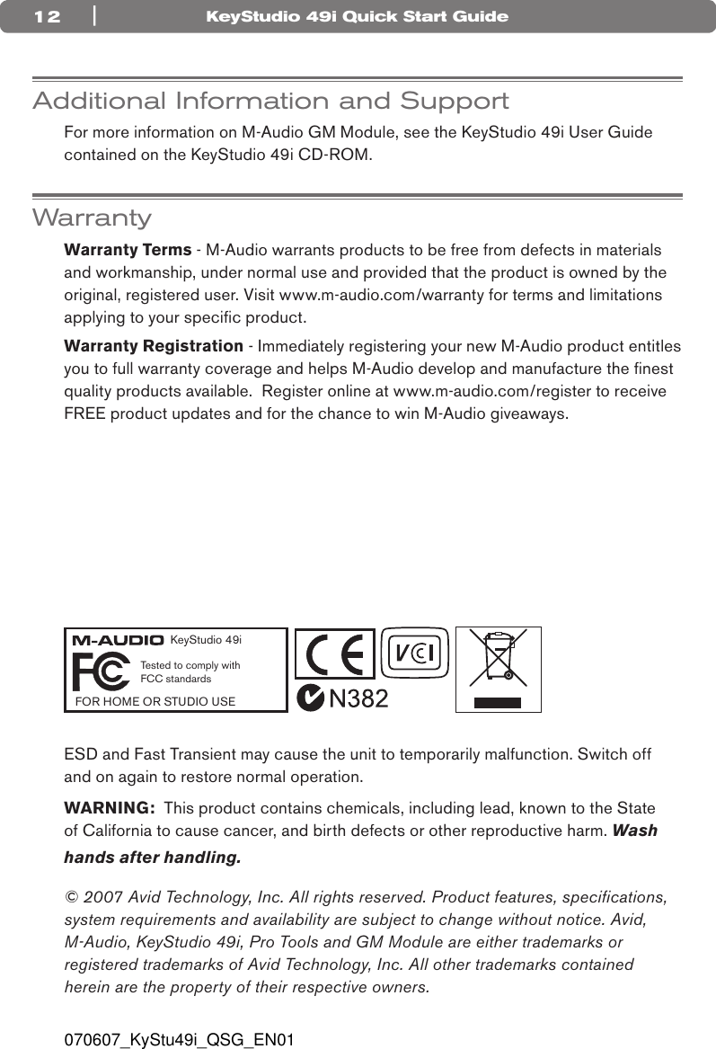 Page 12 of 12 - M-Audio M-Audio-Keystudio-49I-Users-Manual- KeyStudio 49i Quick Start Guide  M-audio-keystudio-49i-users-manual