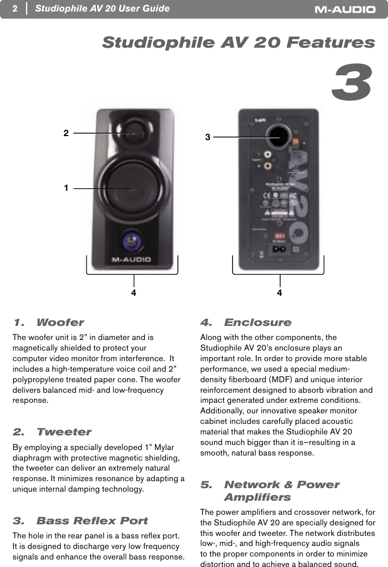 Page 3 of 8 - M-Audio M-Audio-Studiophile-Av20-Users-Manual- User Guide | Studiophile AV 20  M-audio-studiophile-av20-users-manual