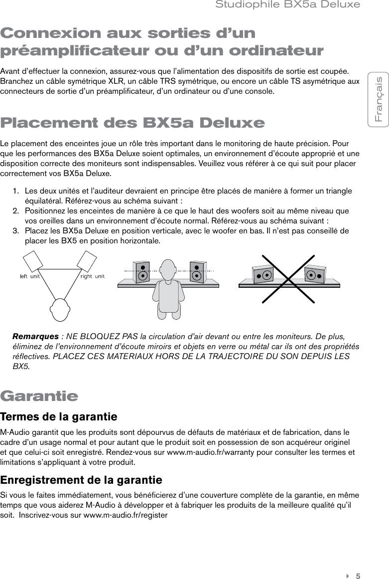 Page 6 of 8 - M-Audio M-Audio-Studiophile-Bx5A-Deluxe-Users-Manual- Studiophile BX5a Deluxe | Guide D’Utilisation  M-audio-studiophile-bx5a-deluxe-users-manual