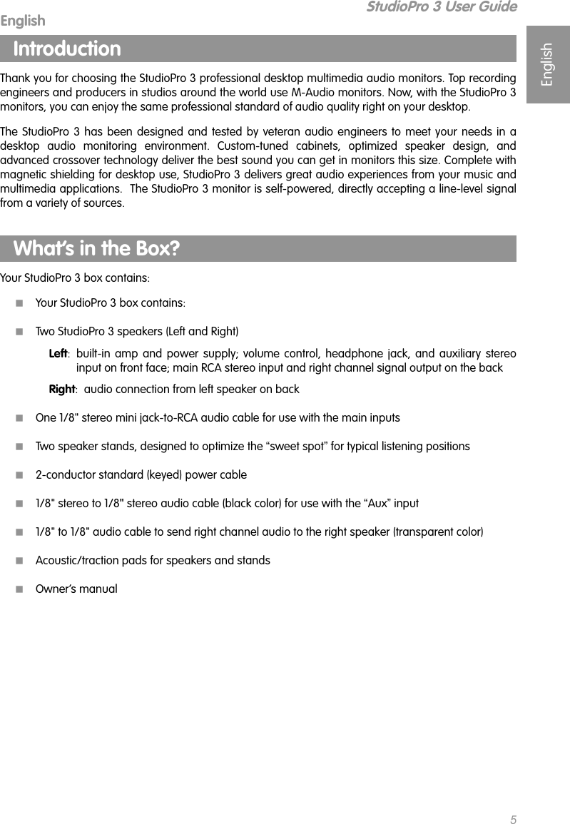 Page 4 of 11 - M-Audio M-Audio-Studiopro-3-Users-Manual- StudioPro 3 User's Guide M-audio-studiopro-3-users-manual