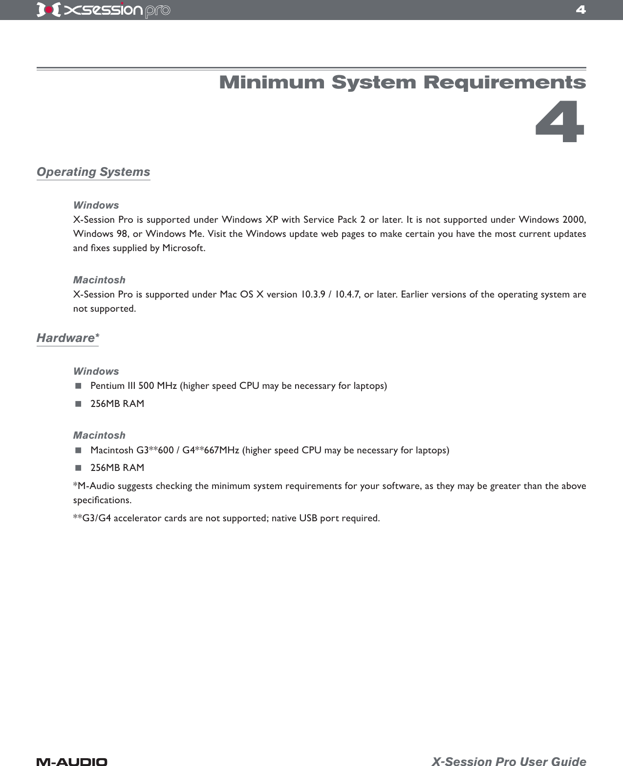 Page 4 of 12 - M-Audio M-Audio-Xsession-Pro-Users-Manual- X-Session Pro User Guide  M-audio-xsession-pro-users-manual