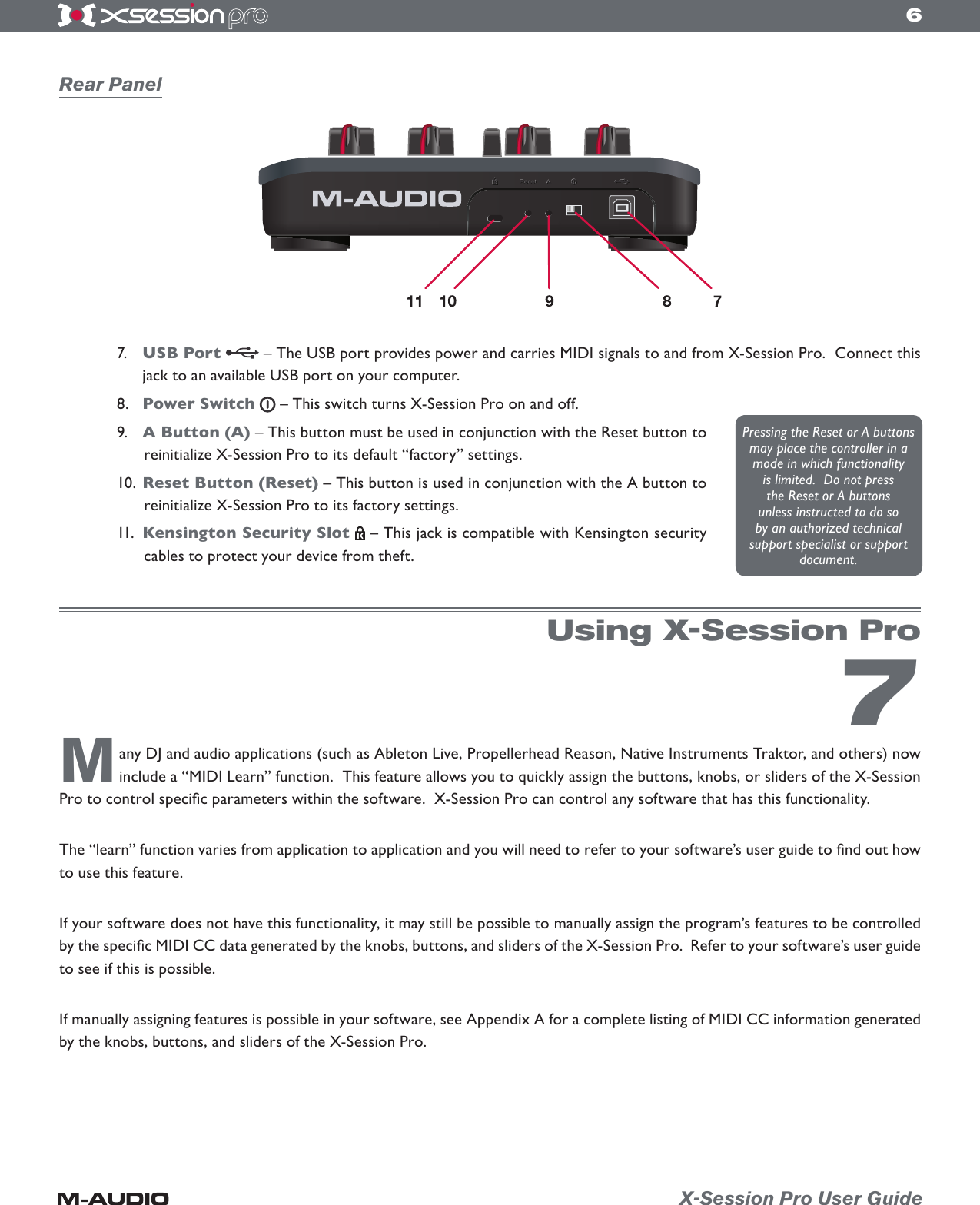 Page 6 of 12 - M-Audio M-Audio-Xsession-Pro-Users-Manual- X-Session Pro User Guide  M-audio-xsession-pro-users-manual