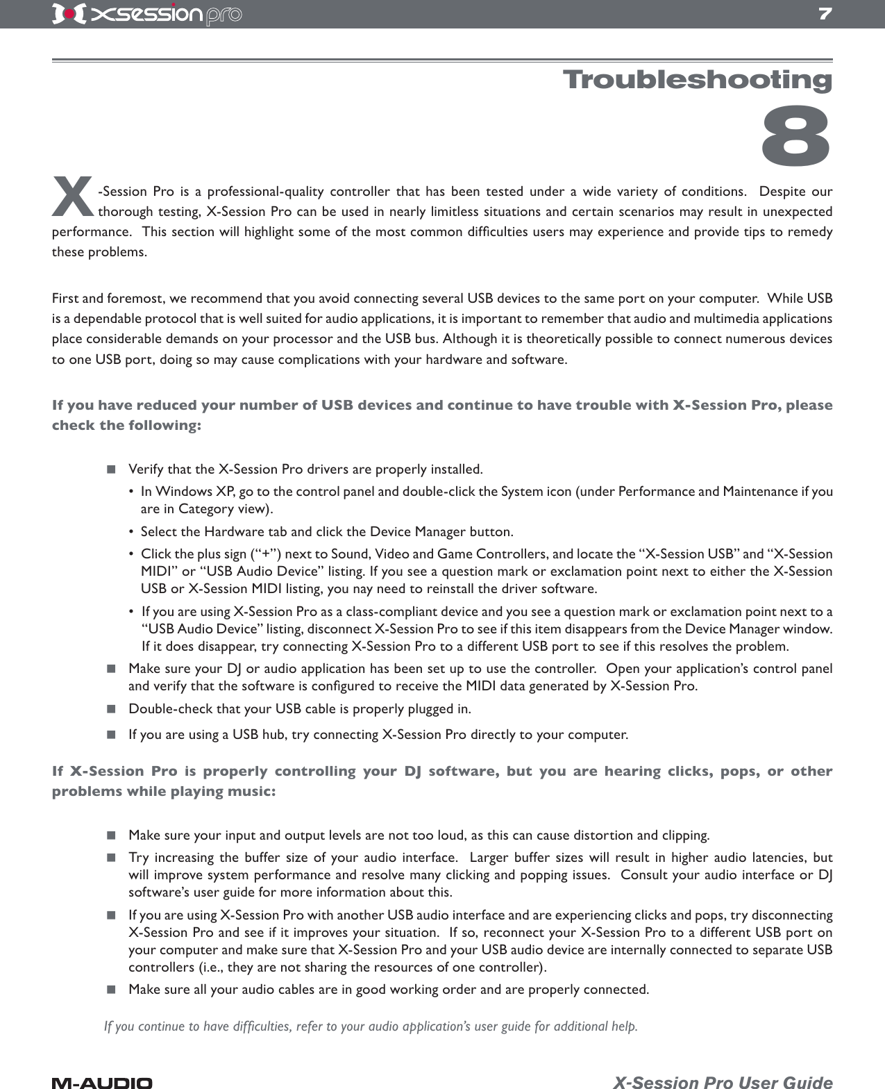 Page 7 of 12 - M-Audio M-Audio-Xsession-Pro-Users-Manual- X-Session Pro User Guide  M-audio-xsession-pro-users-manual