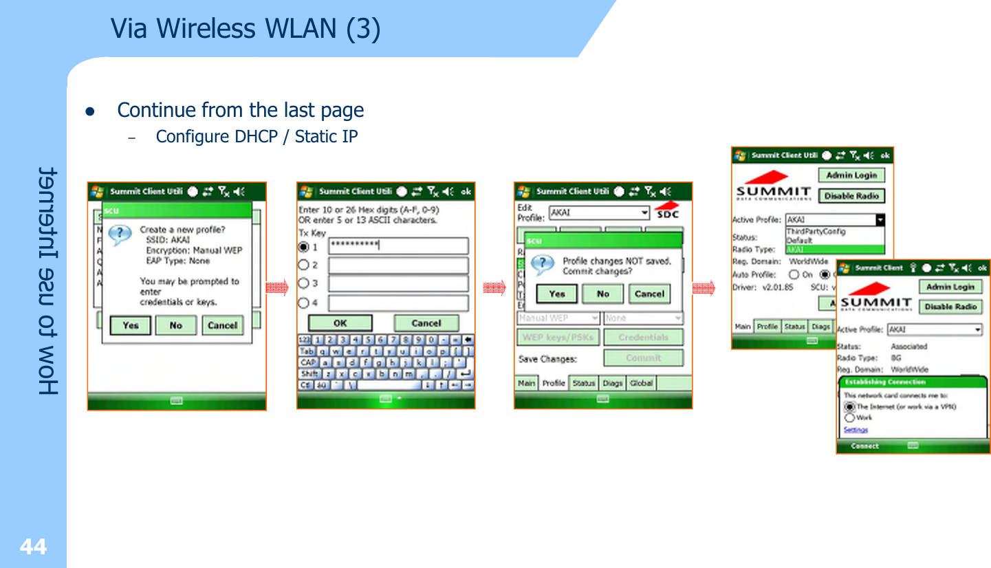 44lContinue from the last page–Configure DHCP / Static IPHow to use InternetVia Wireless WLAN (3)