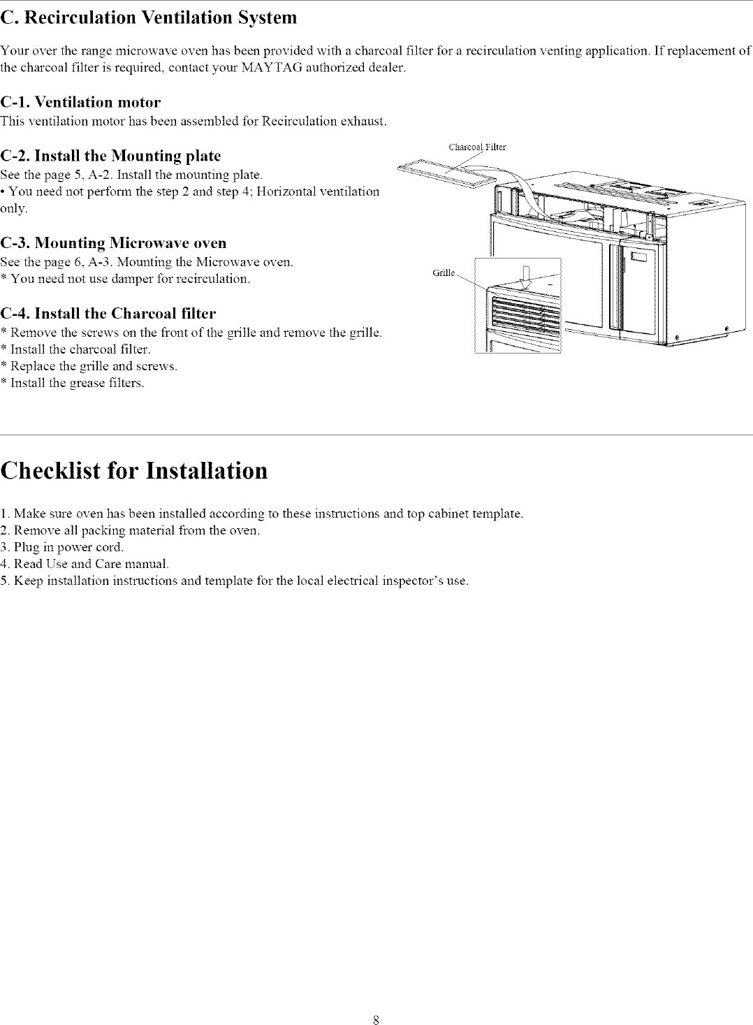 Page 8 of 8 - MAGIC  CHEF Microwave/Hood Combo Manual L0803304