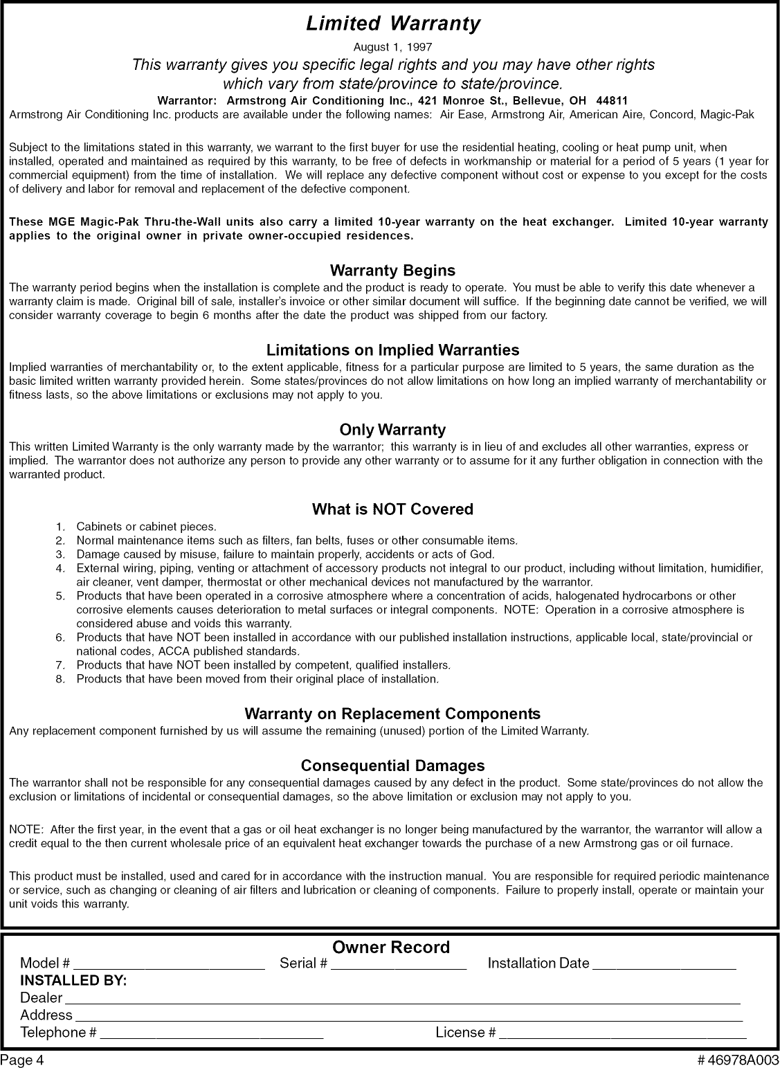 Page 4 of 4 - MAGIC  PAK Package Units(both Units Combined) Manual L0812563