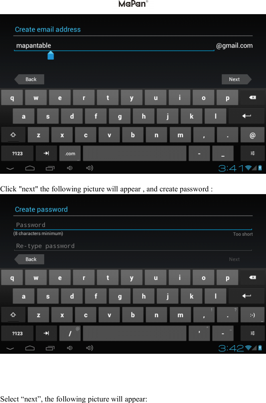 C lick " next " the following picture will appear , and create password :S elect&ldquo;next &rdquo; , the following picture will appear: