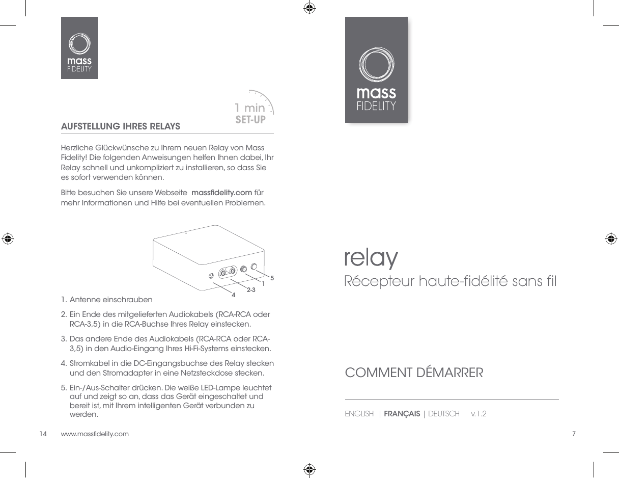 MASS FIDELITY RELAY Bluetooth Audio Receiver User Manual RelayManual