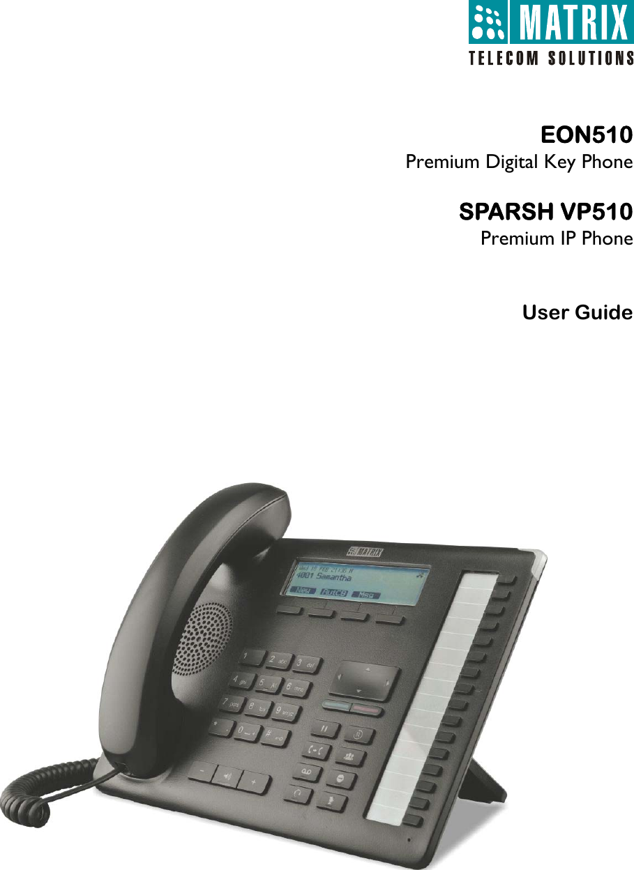 EON510Premium Digital Key PhoneSPARSH VP510Premium IP PhoneUser Guide 